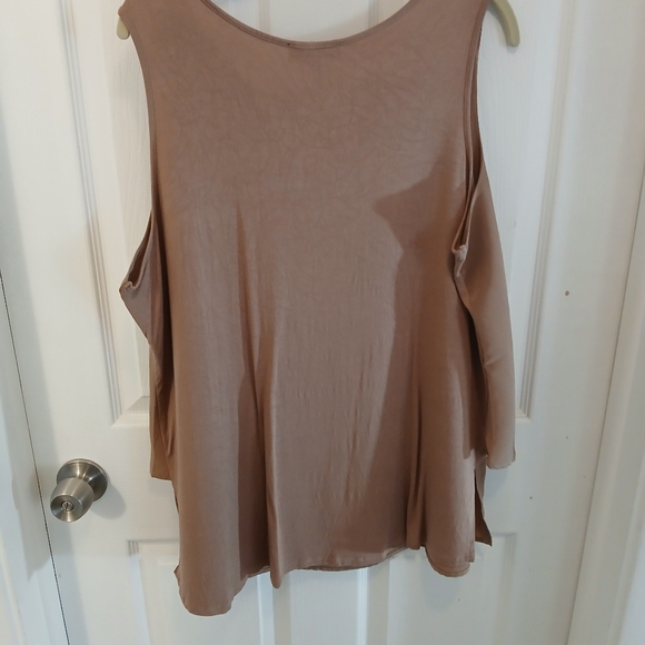 Elegant Tan Sleeveless Blouse - Picture 2 of 4